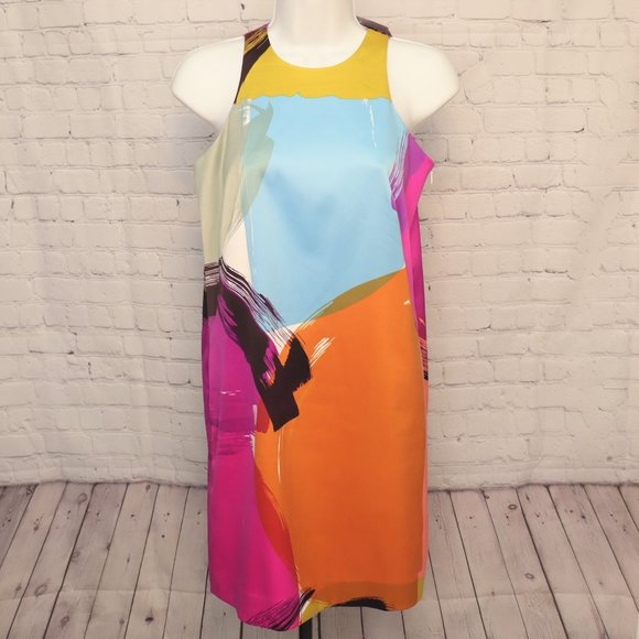 NWT Ann Taylor Womens 0P Multicolor Sheath Sleeveless Dress - Picture 1 of 5